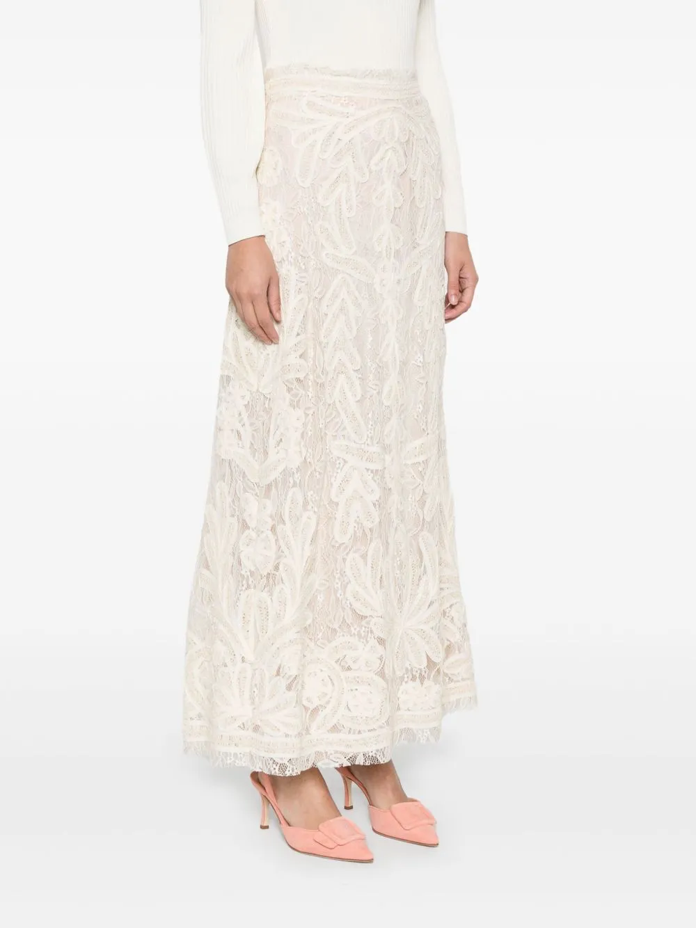 Lace midi skirt
