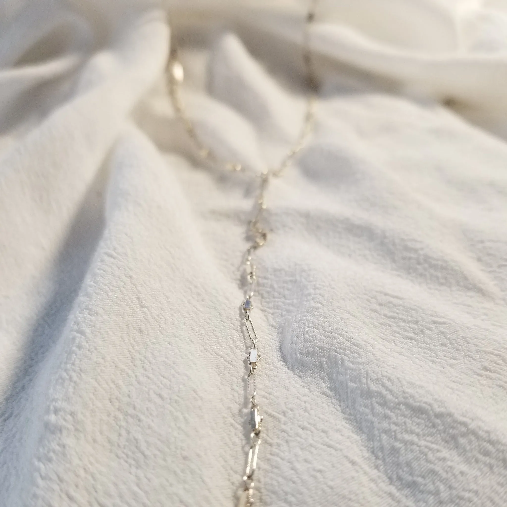 Lariat Sequin Necklace - Y Necklace - Sterling Silver