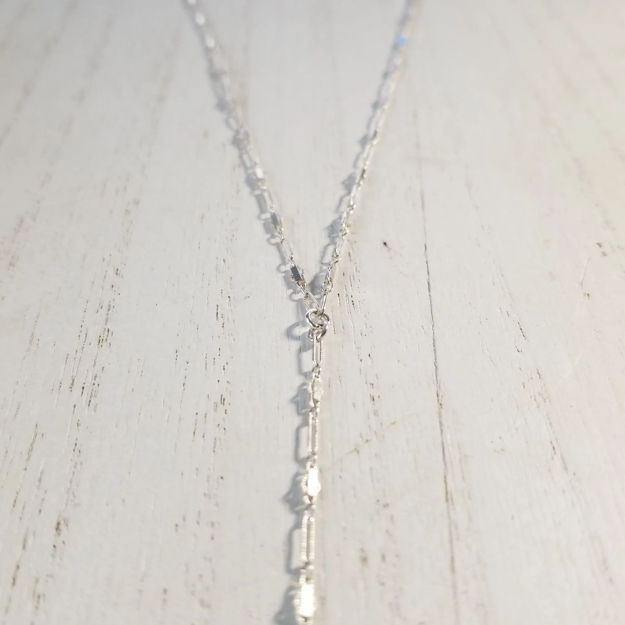 Lariat Sequin Necklace - Y Necklace - Sterling Silver