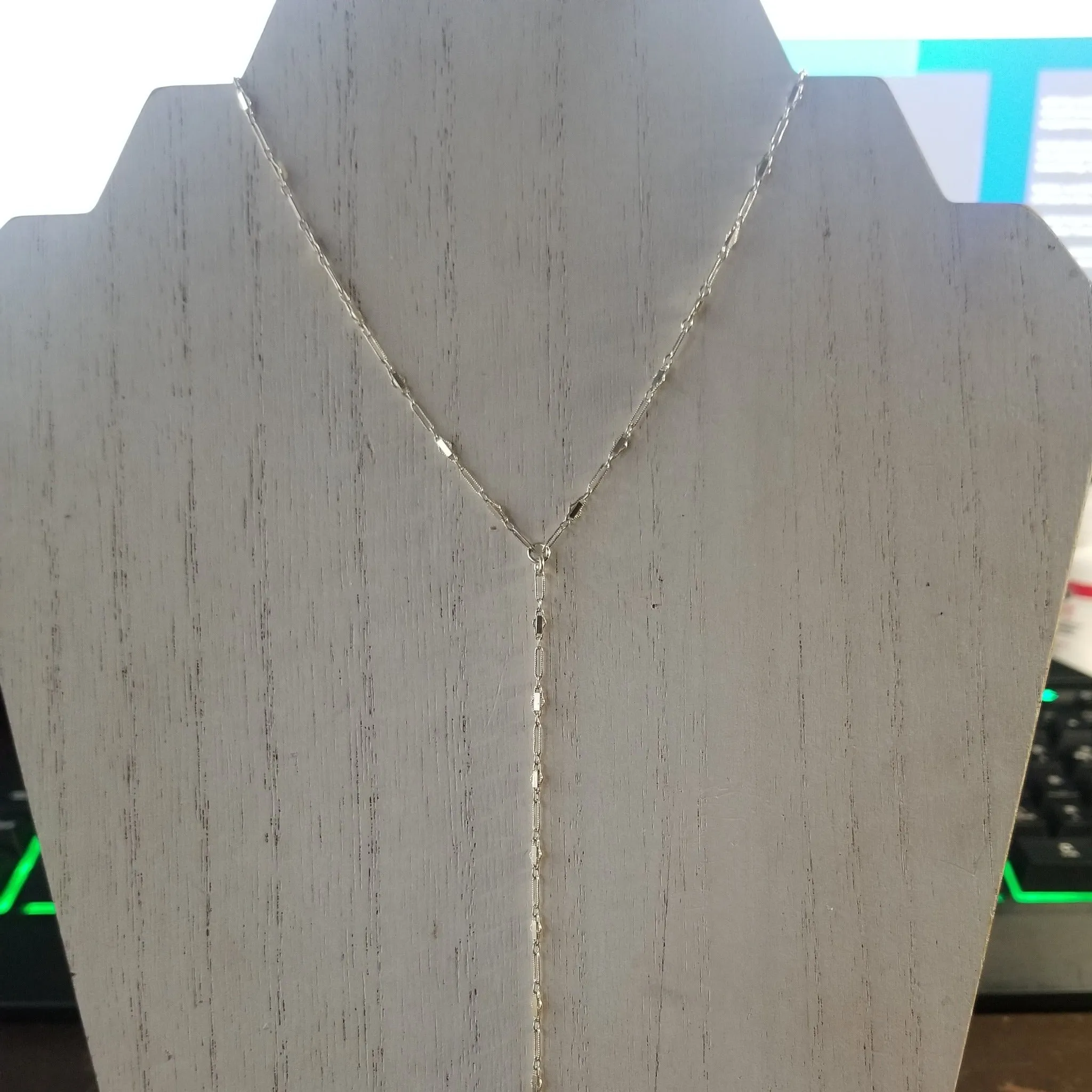 Lariat Sequin Necklace - Y Necklace - Sterling Silver