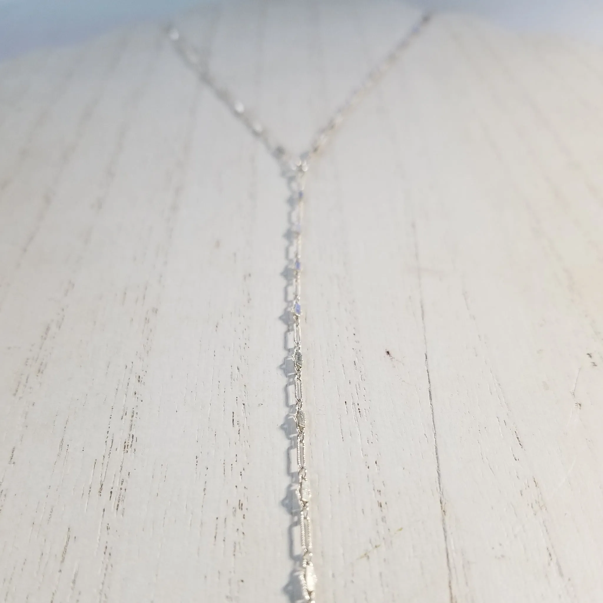 Lariat Sequin Necklace - Y Necklace - Sterling Silver