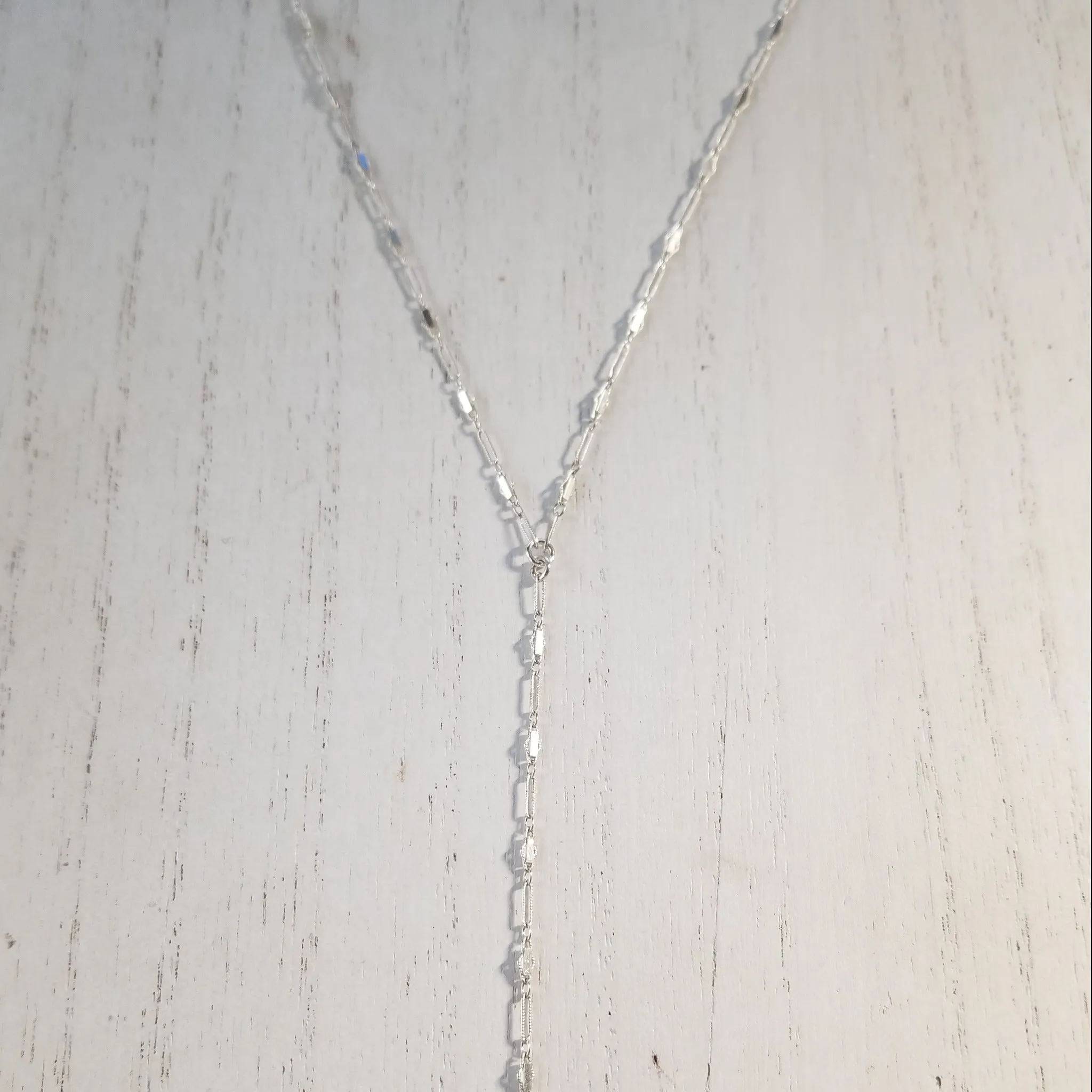 Lariat Sequin Necklace - Y Necklace - Sterling Silver