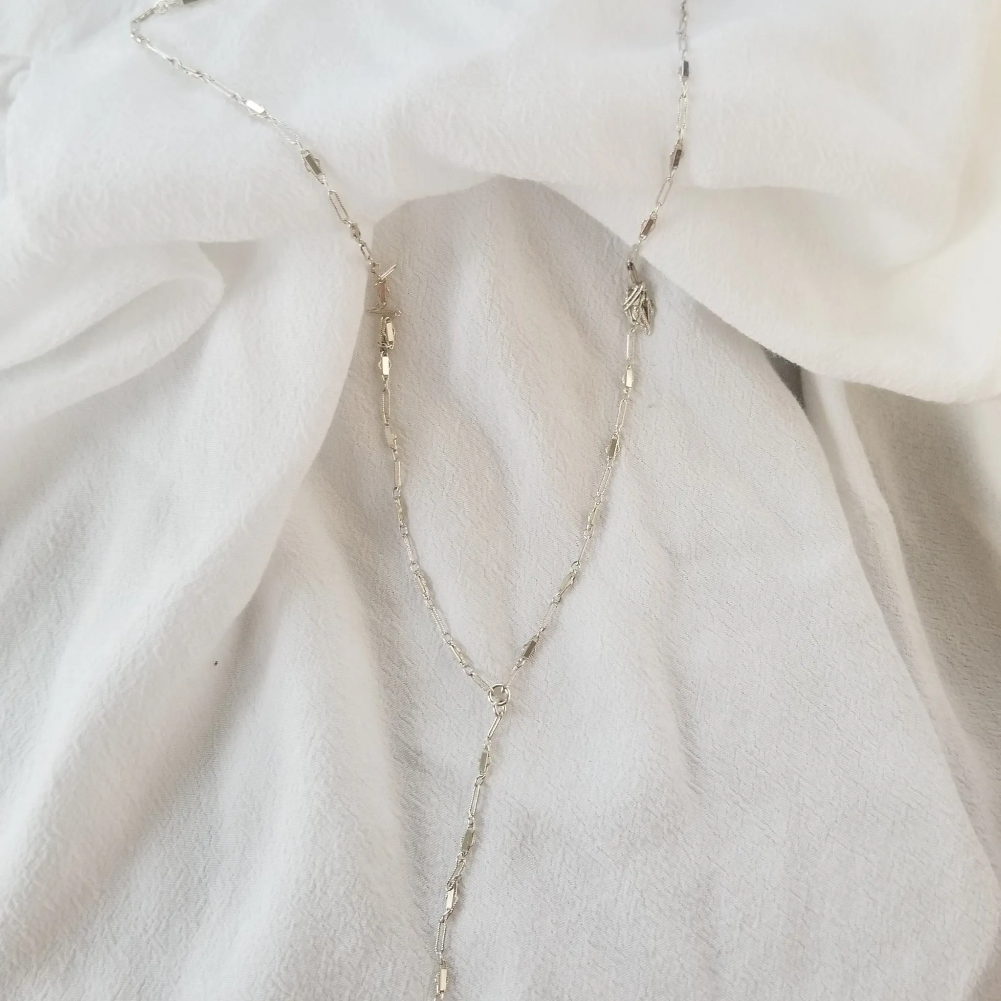 Lariat Sequin Necklace - Y Necklace - Sterling Silver