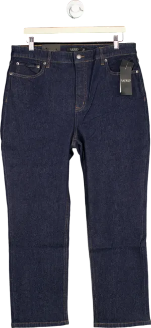 Lauren Ralph Lauren Dark Blue High-Rise Straight Ankle Jeans UK 14