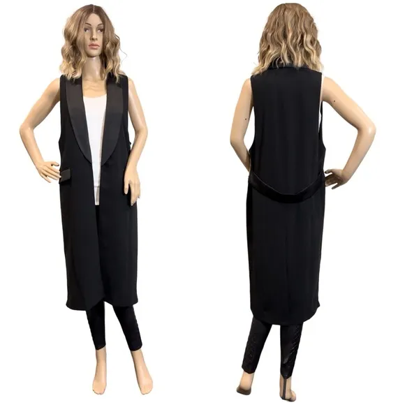 Leith Black Long Vest