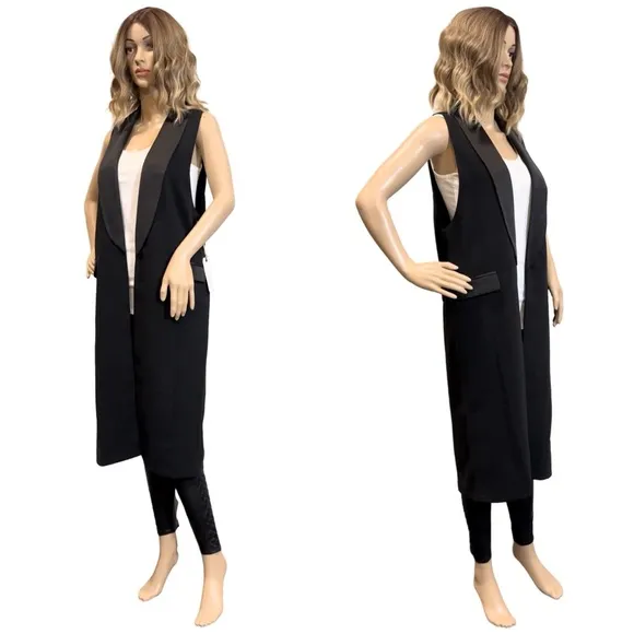 Leith Black Long Vest