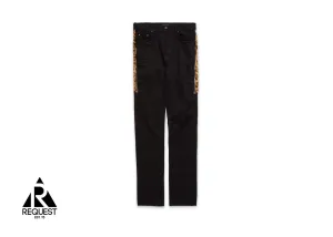Leopard Zipper Inset Jeans "Black"