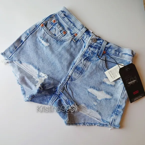 Levi's Premium 501 Shorts in Athens Swell Light Wash NWT