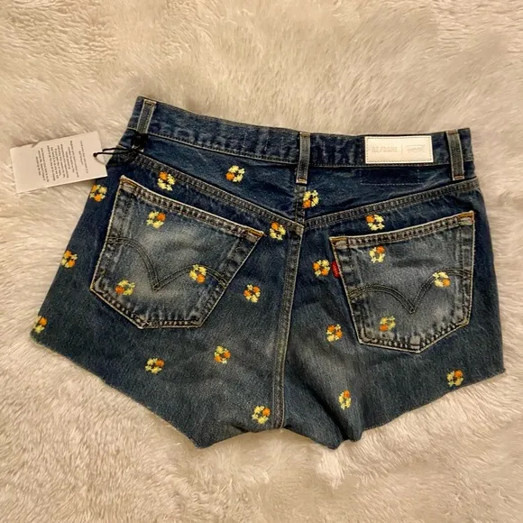 Levi's REDONE Floral Indigo Denim Shorts