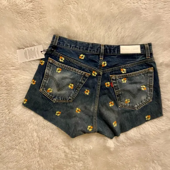 Levi's REDONE Floral Indigo Denim Shorts