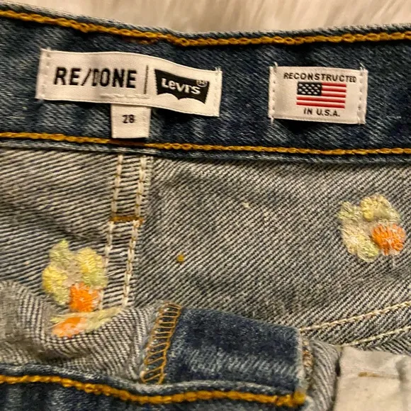 Levi's REDONE Floral Indigo Denim Shorts