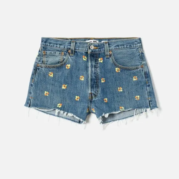 Levi's REDONE Floral Indigo Denim Shorts