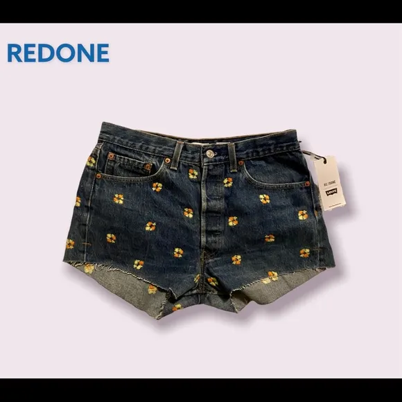 Levi's REDONE Floral Indigo Denim Shorts