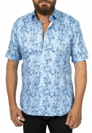 Light Blue Mosaic Short Sleeve Shirt