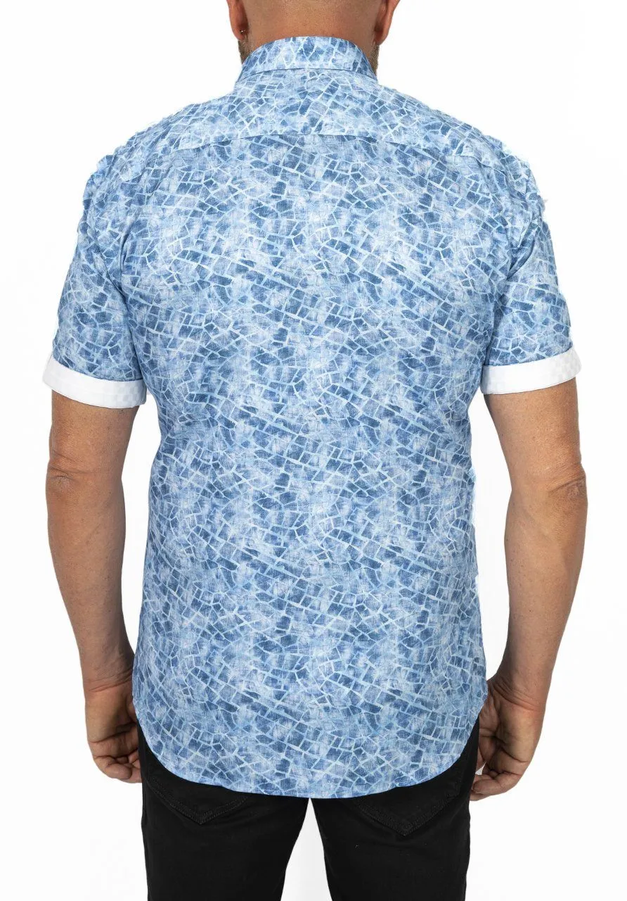 Light Blue Mosaic Short Sleeve Shirt