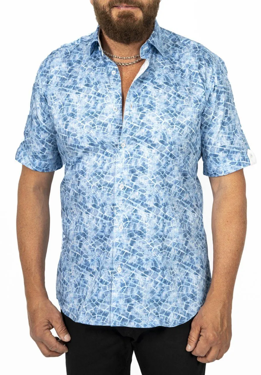 Light Blue Mosaic Short Sleeve Shirt