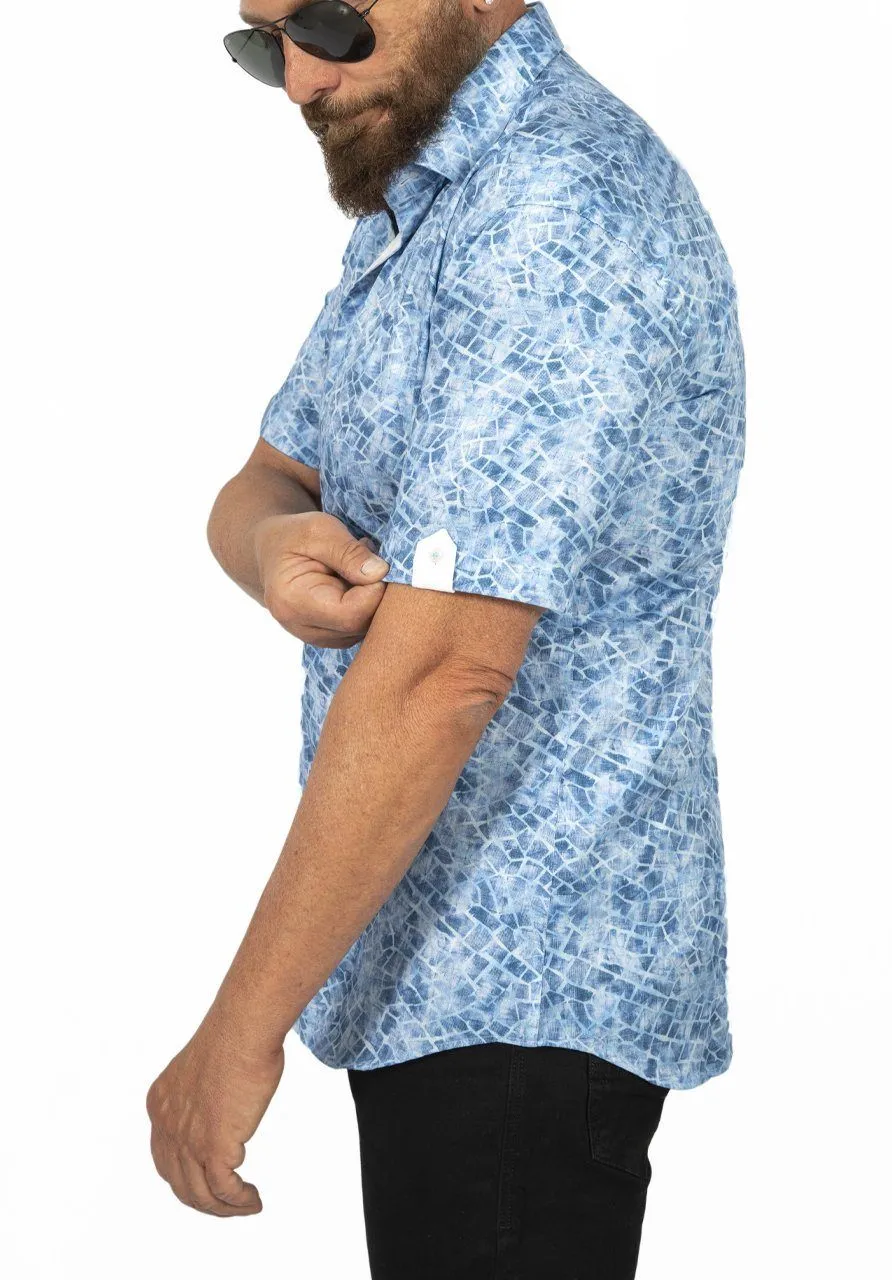 Light Blue Mosaic Short Sleeve Shirt