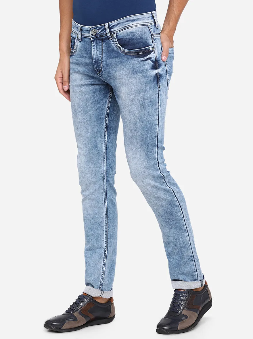 Light Blue Washed Narrow Fit Jeans | Greenfibre