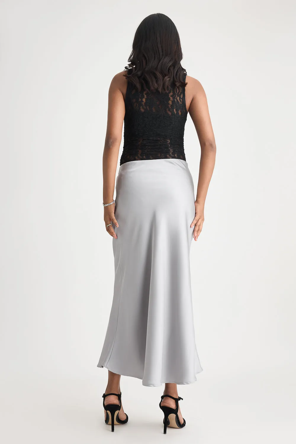 Light Grey Satin Skirt