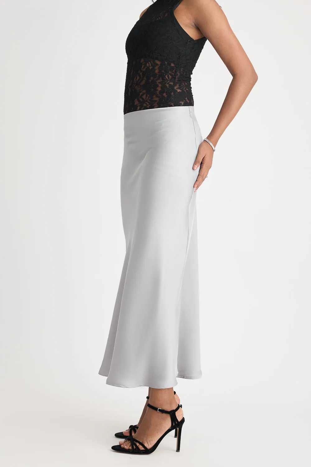 Light Grey Satin Skirt