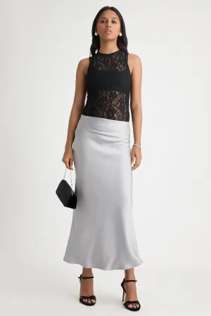 Light Grey Satin Skirt