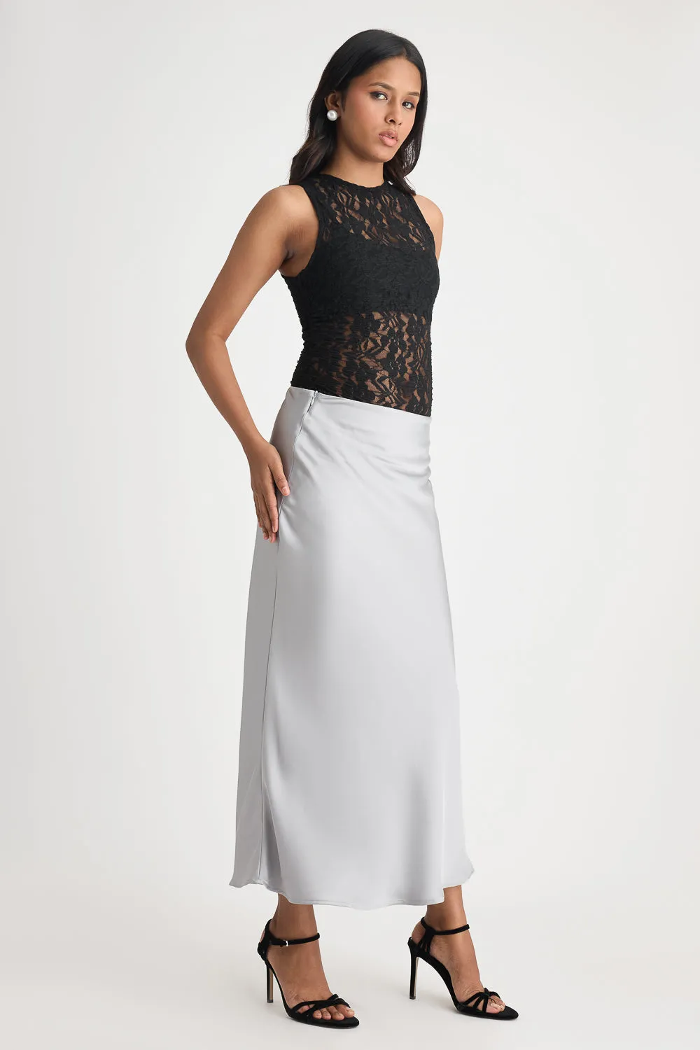 Light Grey Satin Skirt