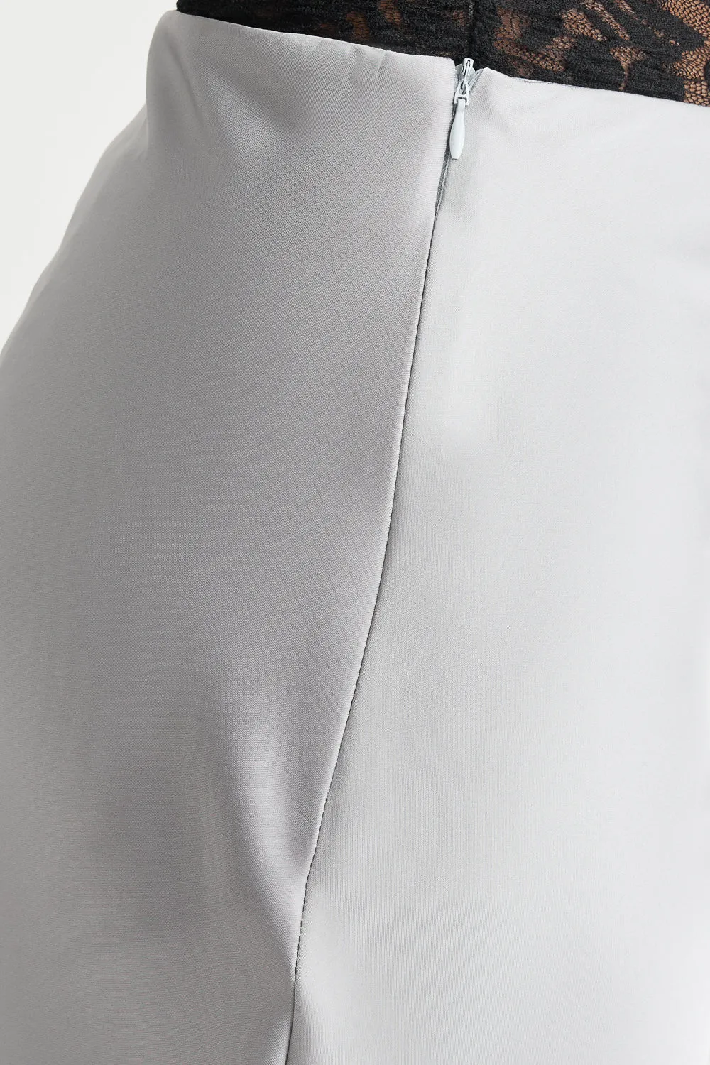 Light Grey Satin Skirt