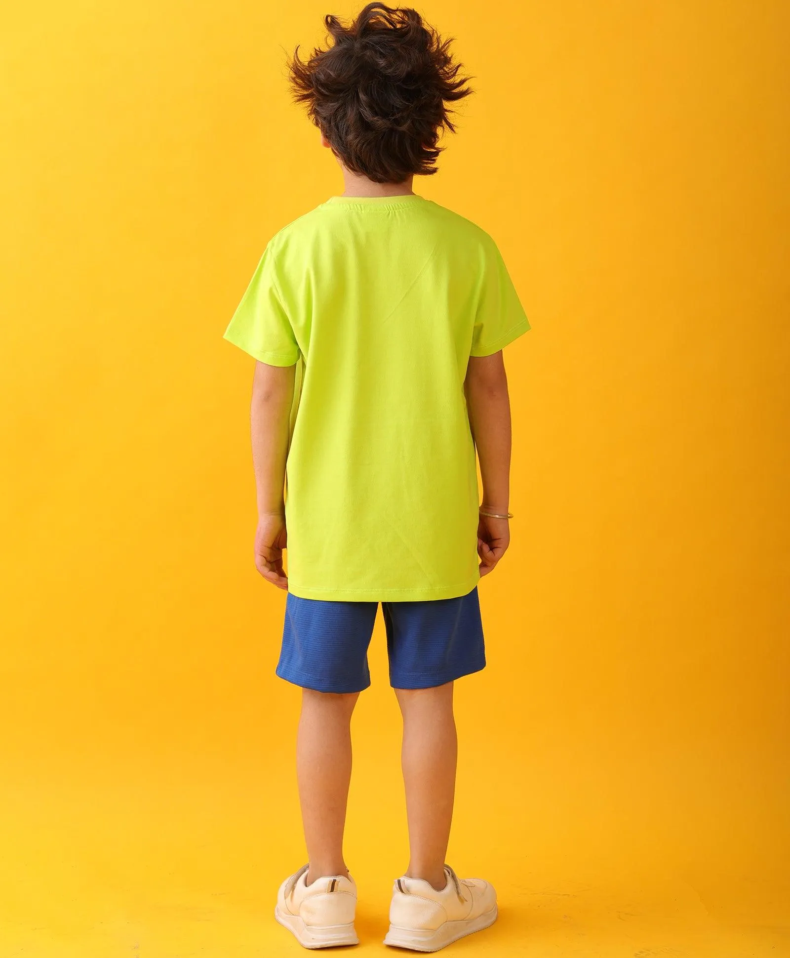 LIME ENGLAND ROYAL SUMMER SHORTS SET - LIME/BLUE