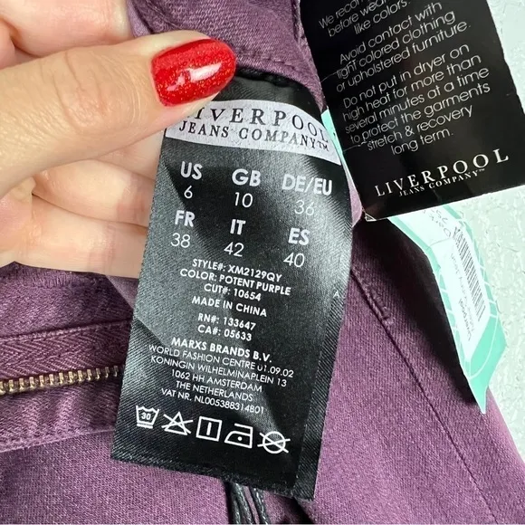 Liverpool NWT Adele Skinny Jean, Potent Purple 6 / 28 - Hugger, Stitch Fix, Dark