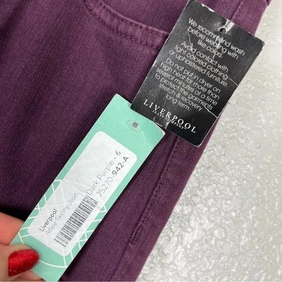 Liverpool NWT Adele Skinny Jean, Potent Purple 6 / 28 - Hugger, Stitch Fix, Dark