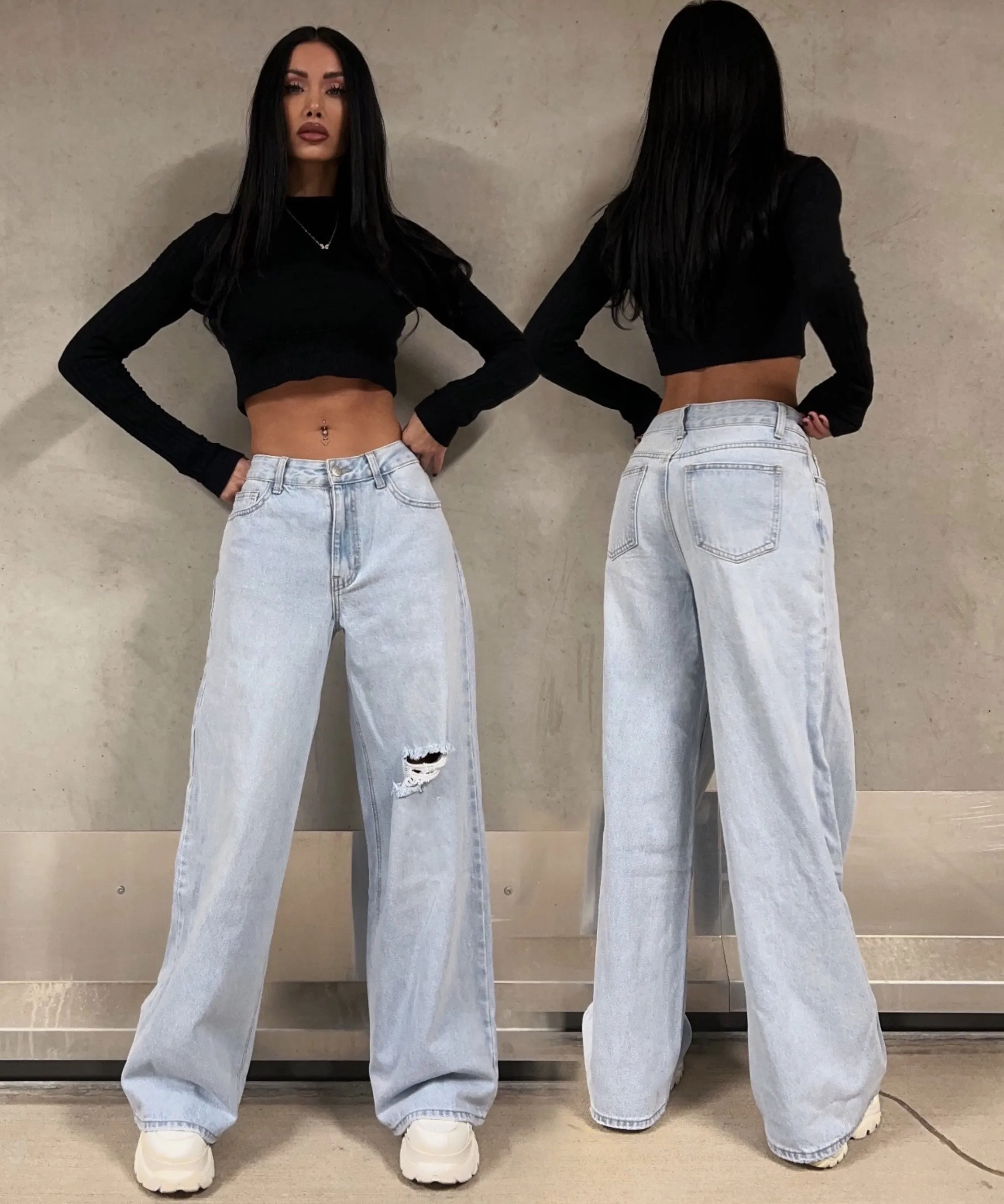 Lovi - Wide Leg Ripped Jeans