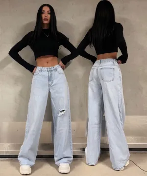 Lovi - Wide Leg Ripped Jeans