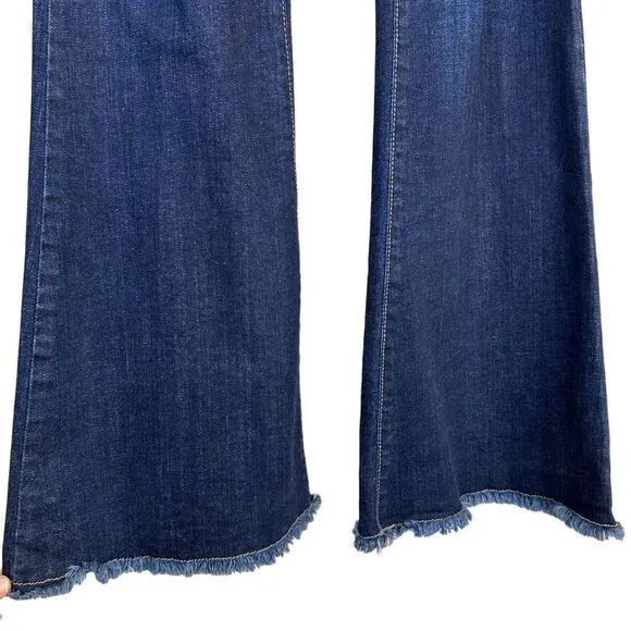 L.T.J Denim Bella Hi-Rise Darkwash Denim Flare Jeans Womens 29” Raw Hemline