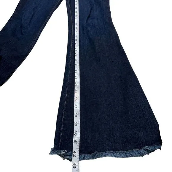 L.T.J Denim Bella Hi-Rise Darkwash Denim Flare Jeans Womens 29” Raw Hemline
