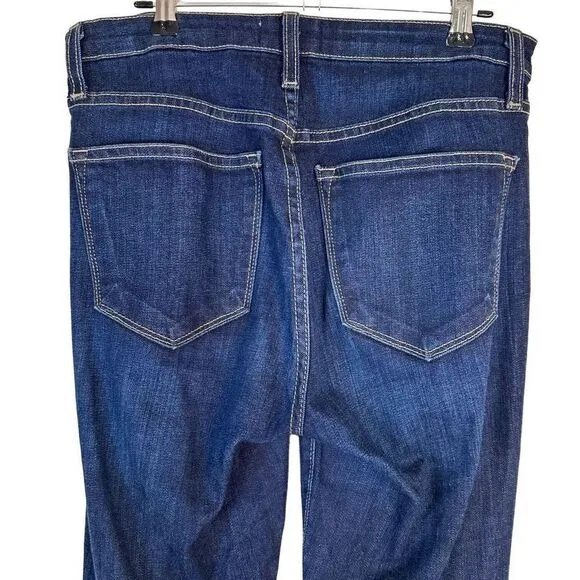 L.T.J Denim Bella Hi-Rise Darkwash Denim Flare Jeans Womens 29” Raw Hemline