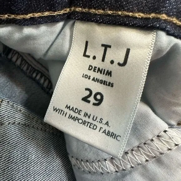 L.T.J Denim Bella Hi-Rise Darkwash Denim Flare Jeans Womens 29” Raw Hemline