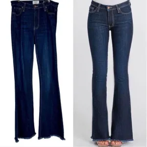 L.T.J Denim Bella Hi-Rise Darkwash Denim Flare Jeans Womens 29” Raw Hemline