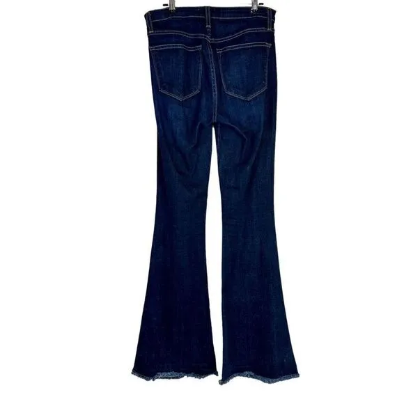L.T.J Denim Bella Hi-Rise Darkwash Denim Flare Jeans Womens 29” Raw Hemline