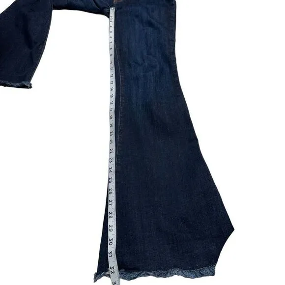 L.T.J Denim Bella Hi-Rise Darkwash Denim Flare Jeans Womens 29” Raw Hemline