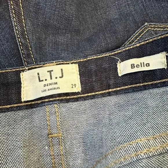 L.T.J Denim Bella Hi-Rise Darkwash Denim Flare Jeans Womens 29” Raw Hemline