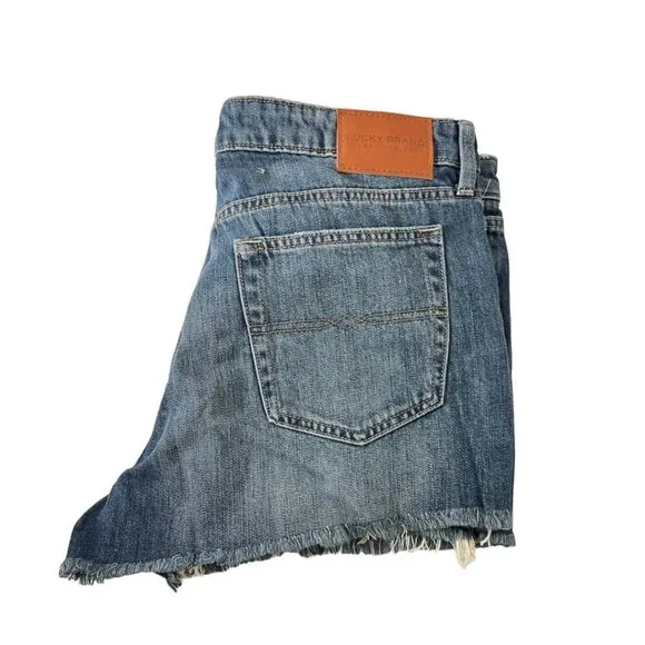 Lucky Brand Womens High Rise Button 5 Pockets Cutoff Jean Shorts Sz 30 NWT