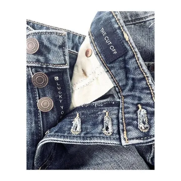 Lucky Brand Womens High Rise Button 5 Pockets Cutoff Jean Shorts Sz 30 NWT