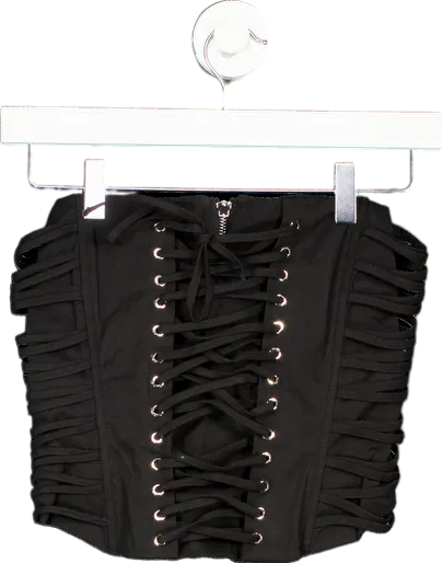 Luxe To Kill Black Lace Up Corset UK 6