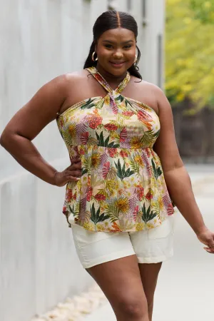 Macie Floral Halter Top in Green - Online Exclusive