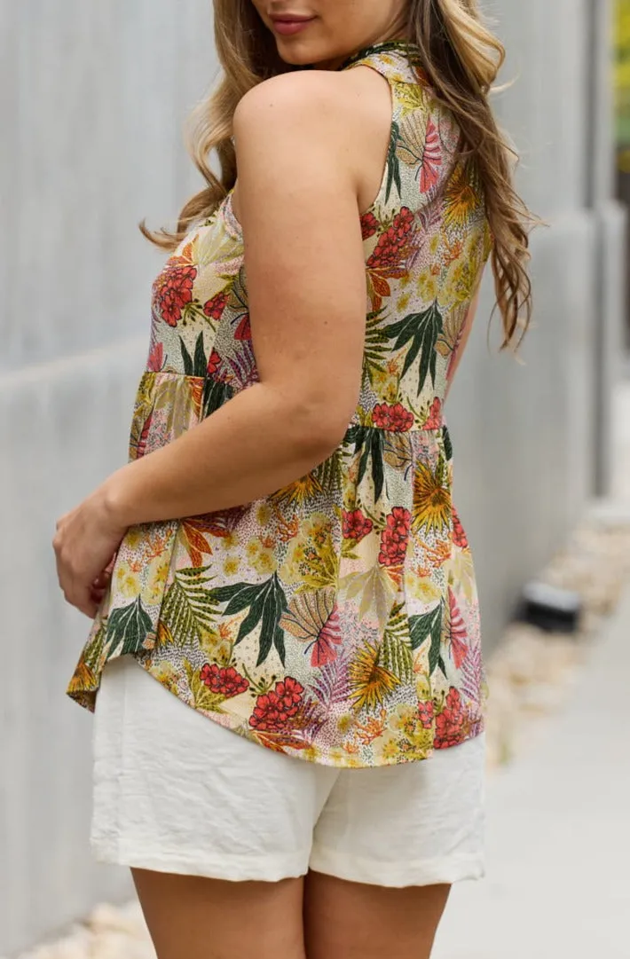 Macie Floral Halter Top in Green - Online Exclusive