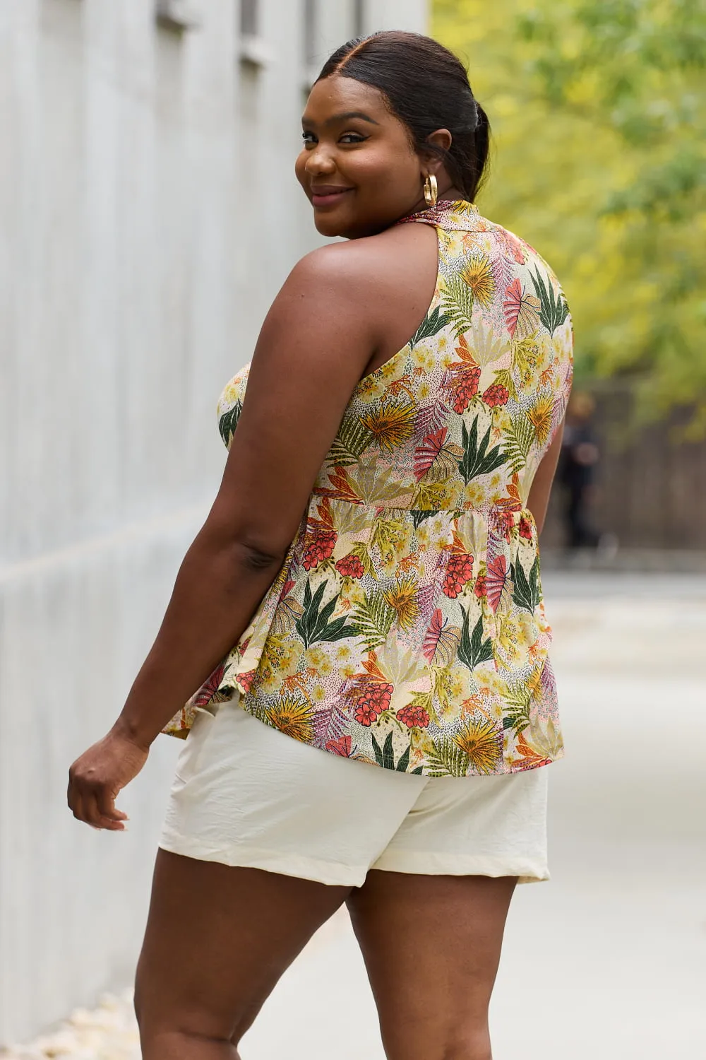 Macie Floral Halter Top in Green - Online Exclusive