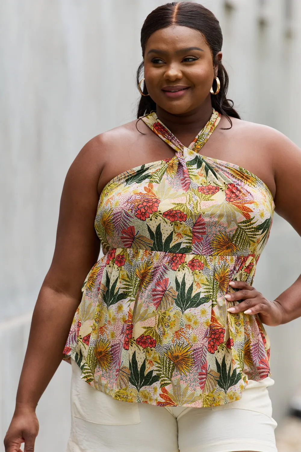 Macie Floral Halter Top in Green - Online Exclusive