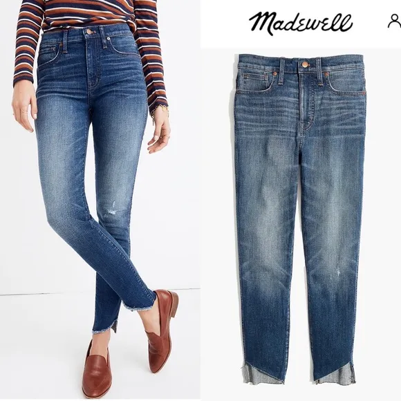 Madewell 10&quot; High Rise Skinny Jeans Cutout Tulip Hem Edition  K5236 Size 25
