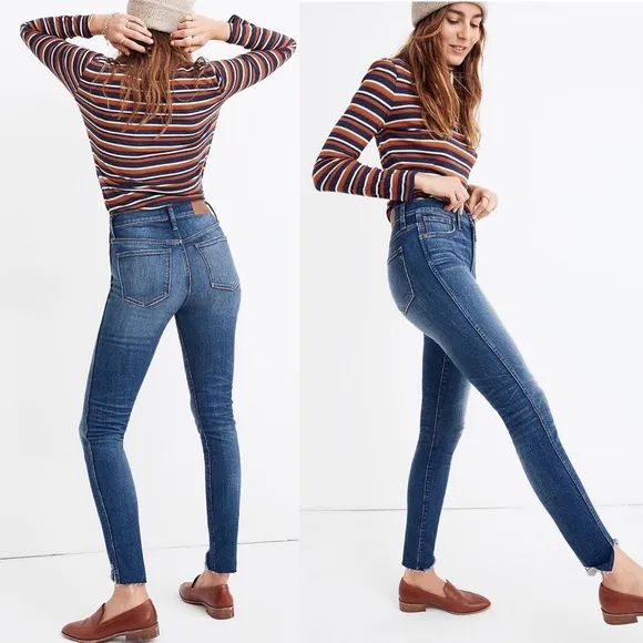 Madewell 10&quot; High Rise Skinny Jeans Cutout Tulip Hem Edition  K5236 Size 25