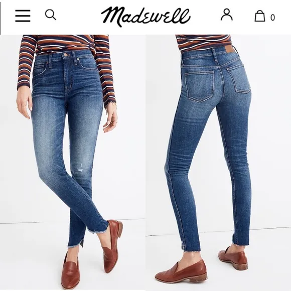 Madewell 10&quot; High Rise Skinny Jeans Cutout Tulip Hem Edition  K5236 Size 25